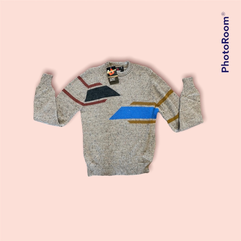 Robert Bruce New Old Stock NWT Vintage Crewneck Sweater color block 1980’s 1990s